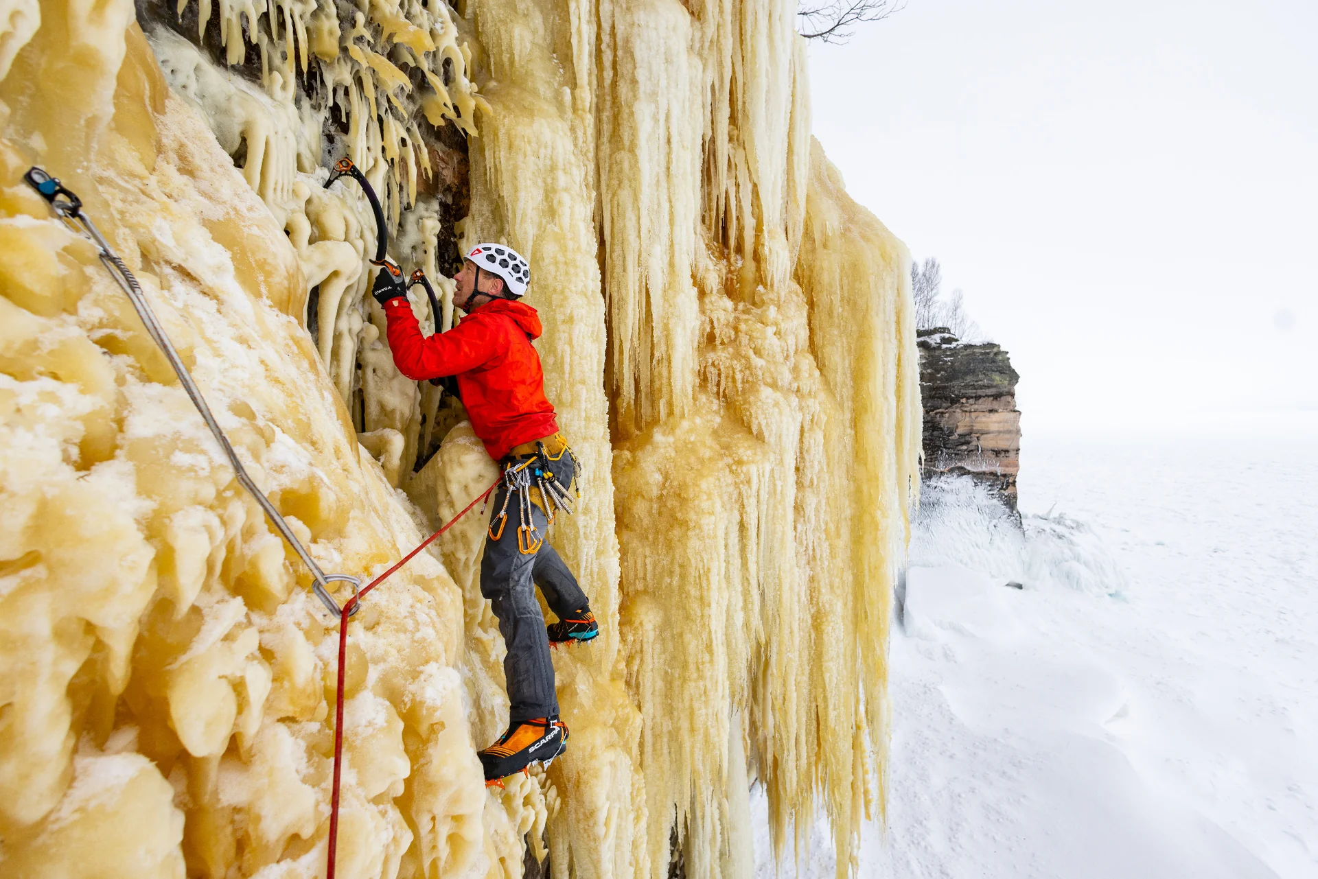 Jesse Huey on Resurrection beside the ice curtain.
