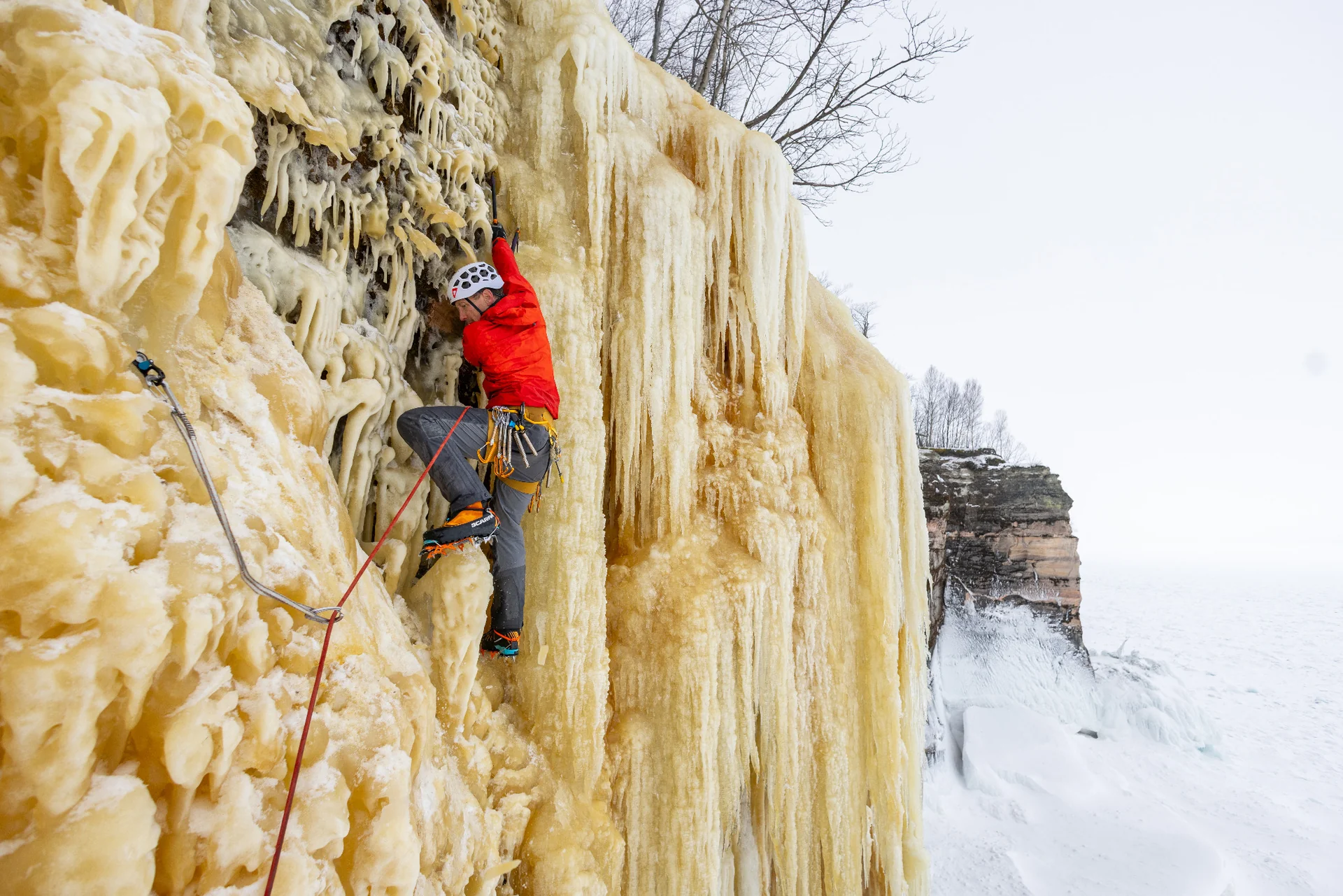 Jesse Huey on Resurrection’s ice curtain.